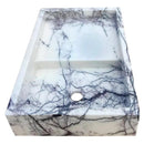 White Marble Wall Mount Bathroom Sink 16x24 Polished Rectangular Hand Carved