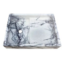 White Marble Wall Mount Bathroom Sink 16x24 Polished Rectangular Hand Carved