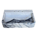 Premium White Fluted Marble Wall Mount Bathroom Sink 28 Inch Long