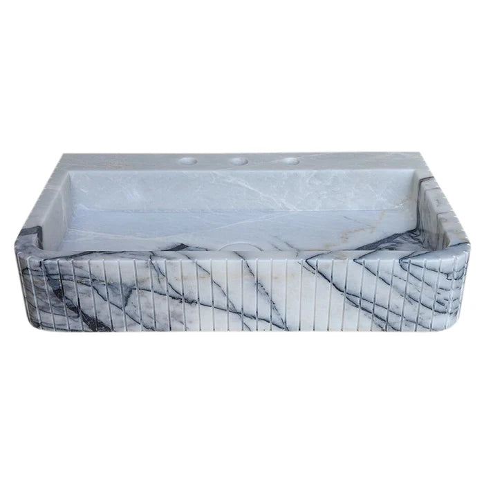 New York Marble Wall-mount Bathroom Sink Fluted Front and Edges (W)16" (L)28" (H)5"