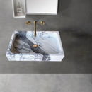 White Turkish Marble Rectangular Wall Mount Bathroom Sink Polished