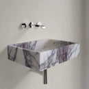 White Turkish Marble Rectangular Wall Mount Bathroom Sink Polished