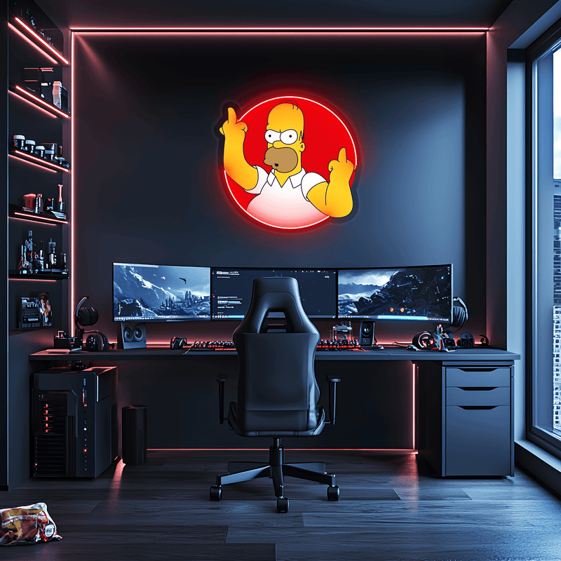 Homer Simpson Neon Sign, Simpson Neon Decor, Uv Print Neon Sign, Home Decor, Office Decor, Gamer Gifts, Housawarming Gifts, Neon Wall Art