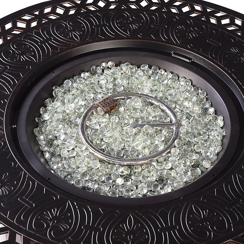 Aluminum 44-in Round Propane Fire Table with Beads, Covers and Lid
