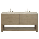 James Martin Lucian 72" Double Bathroom Vanity, Pebble Oak