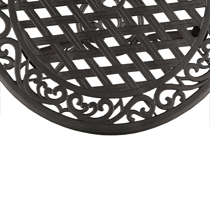 Black Ornate Outdoor Patio Garden Aluminum 3 Piece Bistro Set