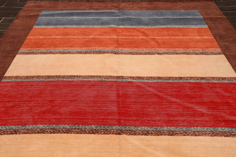 8'11" x 12' Hand Knotted Wool Oriental Area Rug Contemporary Brown