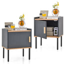Nightstand Bedside End Table with Door Cabinet for Living Room Bedroom-Gray by LJGDeals
