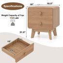Nightstand with 2 Drawers Solid Rubber Wood Legs by LJGDeals