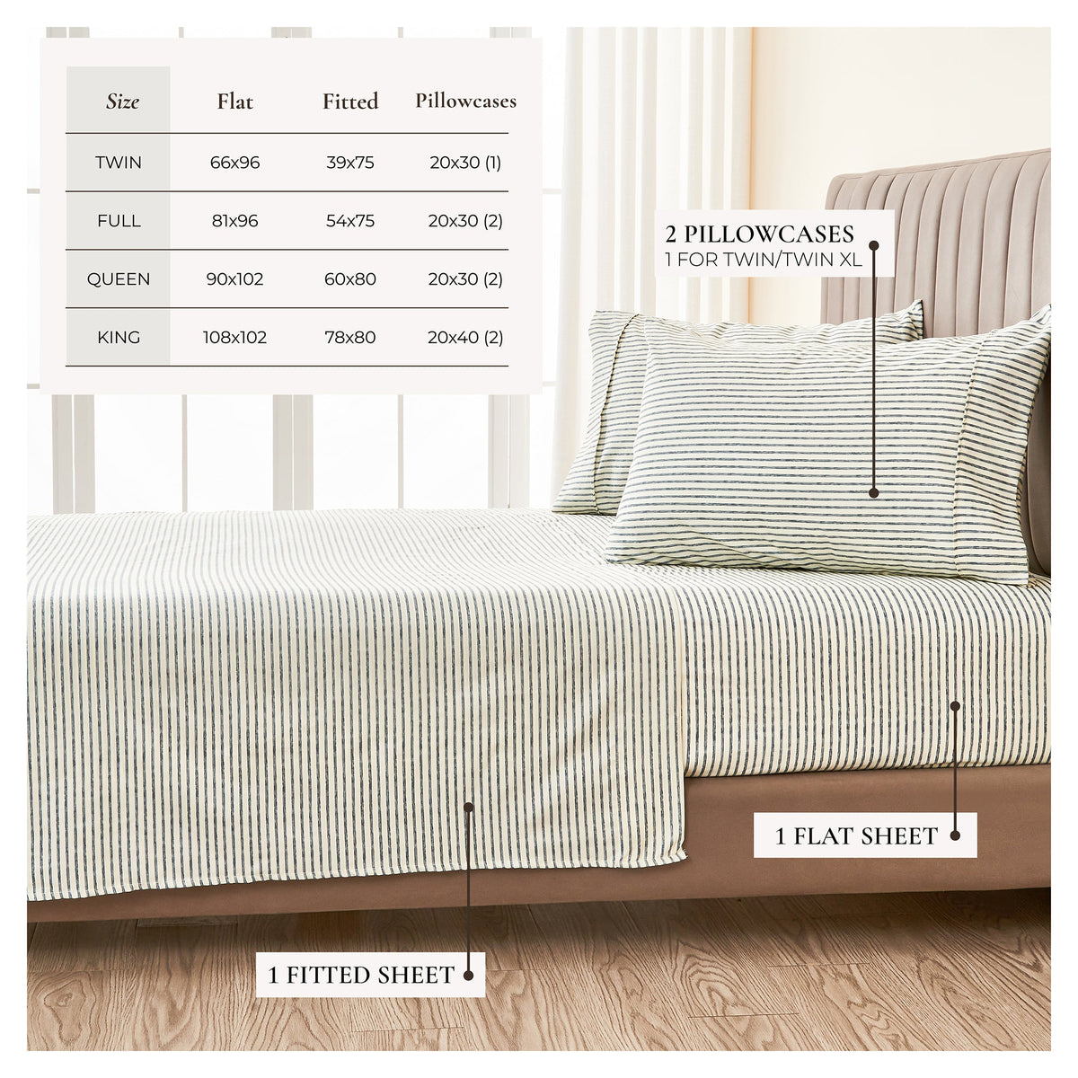 Striped Sheet Set - Evette Collection, photo 5 of 40