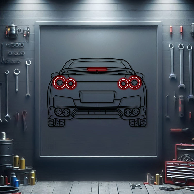 GT-R R35 Back View Metal Neon Car Wall Art - MTN0096