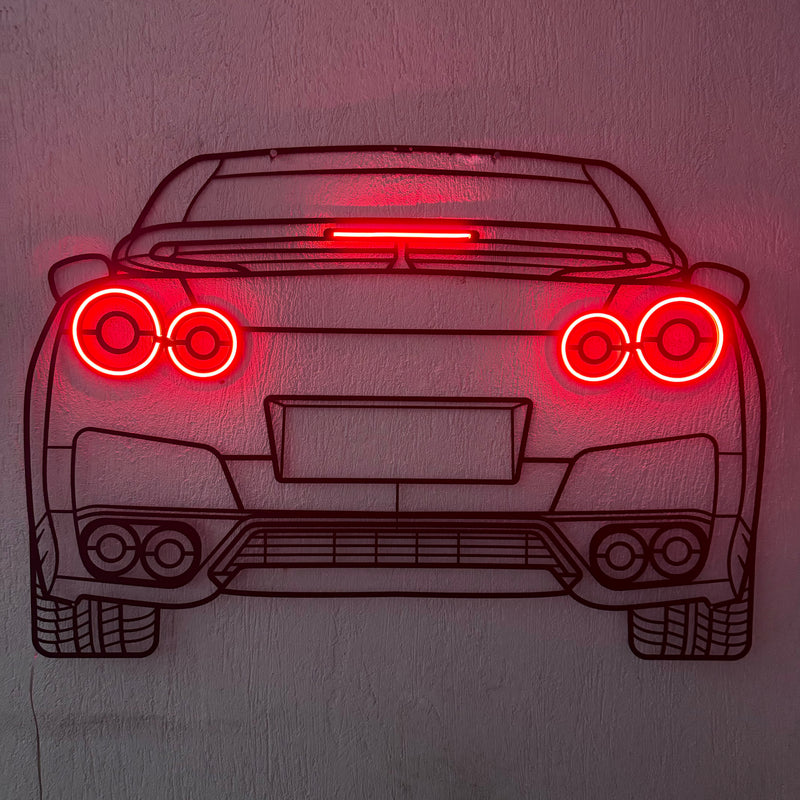GT-R R35 Back View Metal Neon Car Wall Art - MTN0096