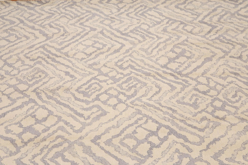 6' x 9' Hand Knotted Geometric Pattern 100% Wool Area rug Beige