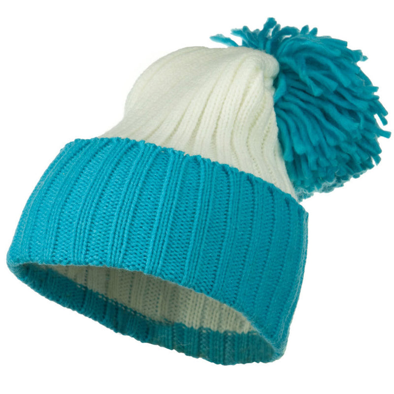 Neon Knit Hat with Pom Pom
