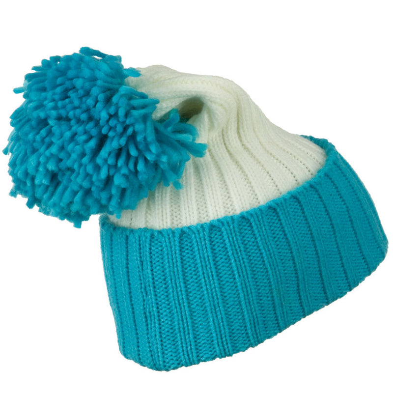Neon Knit Hat with Pom Pom