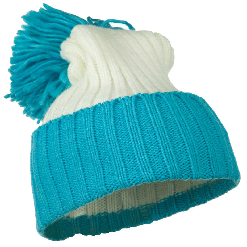 Neon Knit Hat with Pom Pom