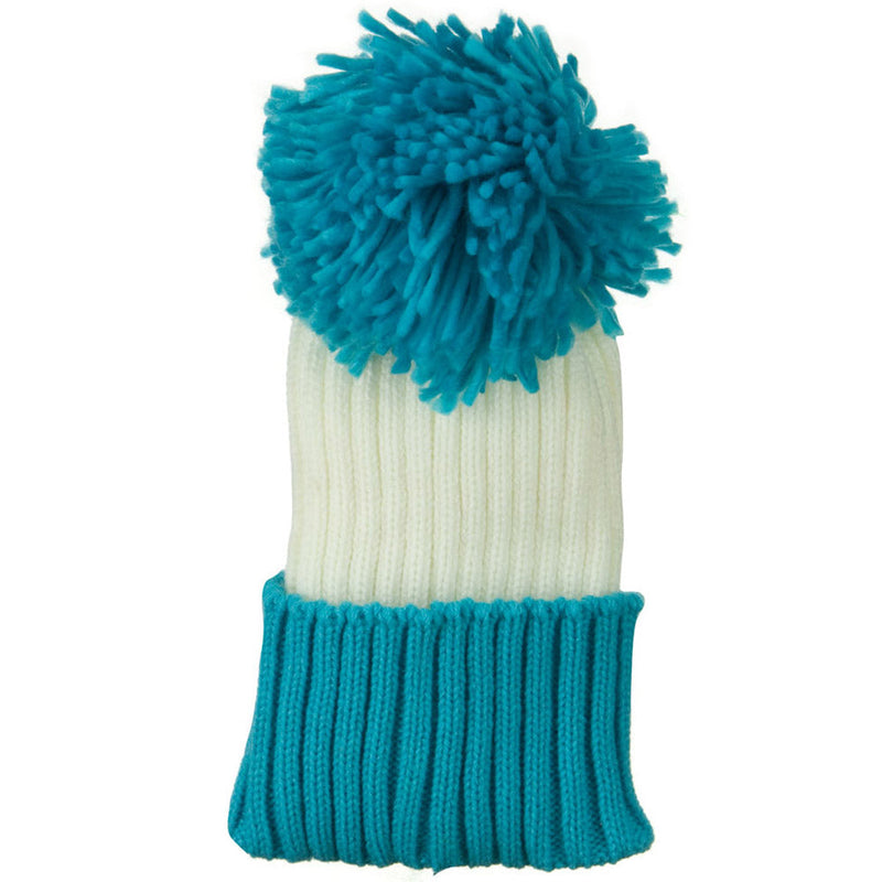 Neon Knit Hat with Pom Pom