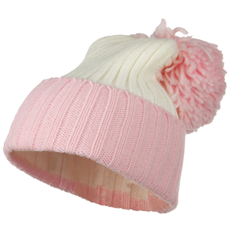 Neon Knit Hat with Pom Pom