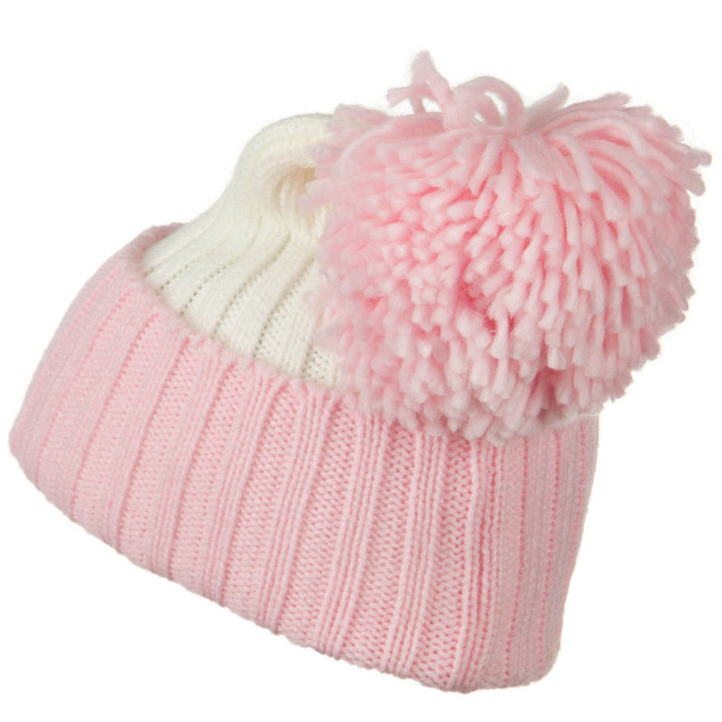 Neon Knit Hat with Pom Pom