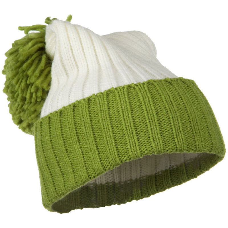 Neon Knit Hat with Pom Pom