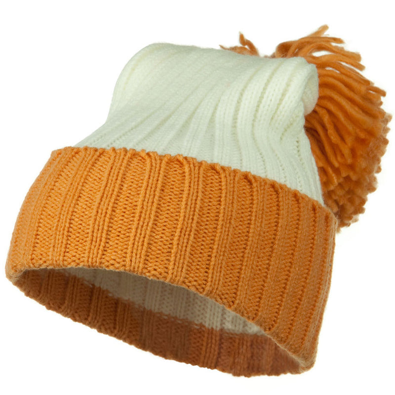 Neon Knit Hat with Pom Pom