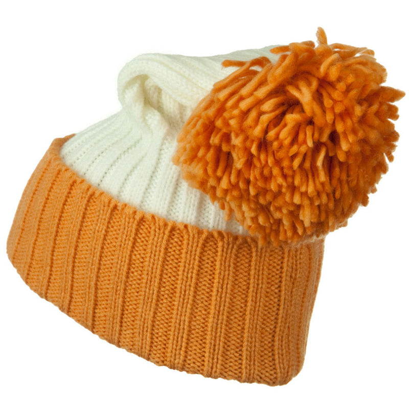 Neon Knit Hat with Pom Pom