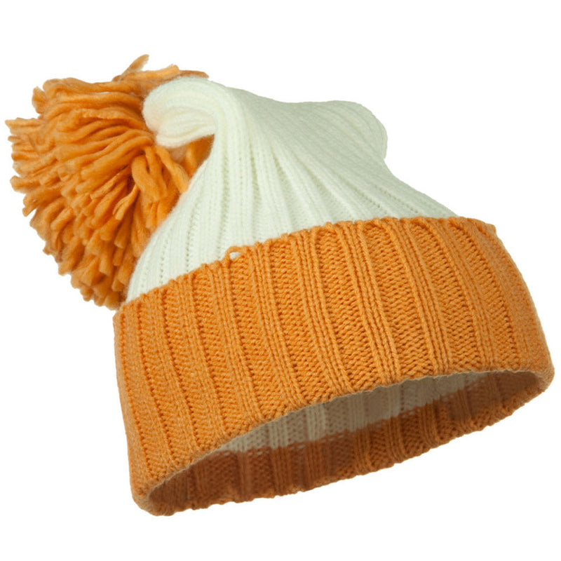 Neon Knit Hat with Pom Pom