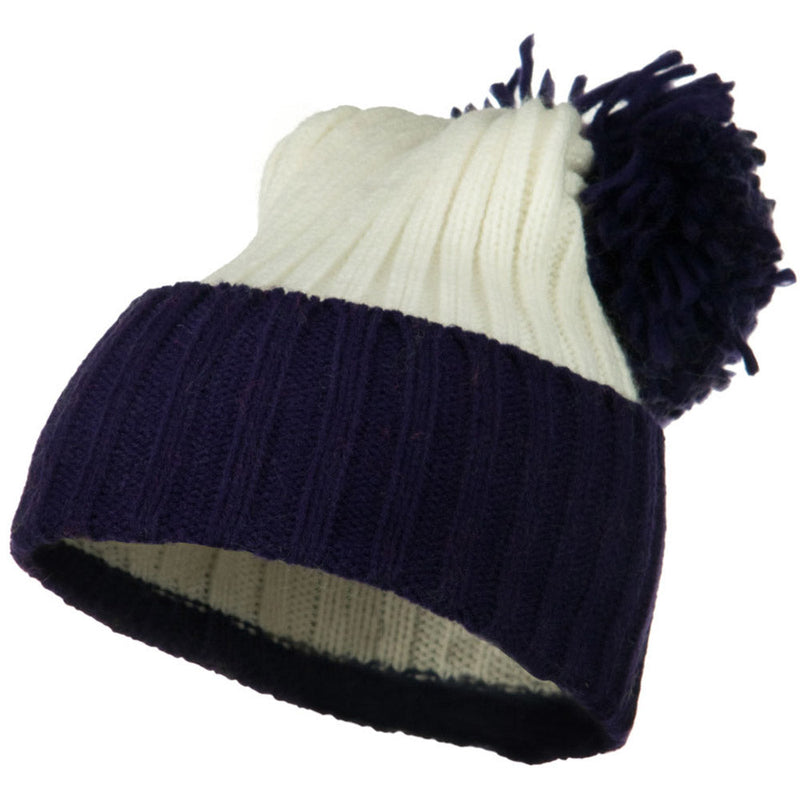 Neon Knit Hat with Pom Pom