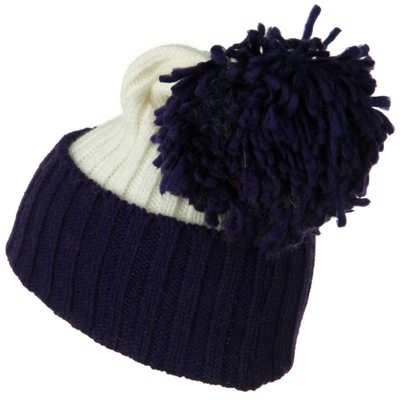 Neon Knit Hat with Pom Pom