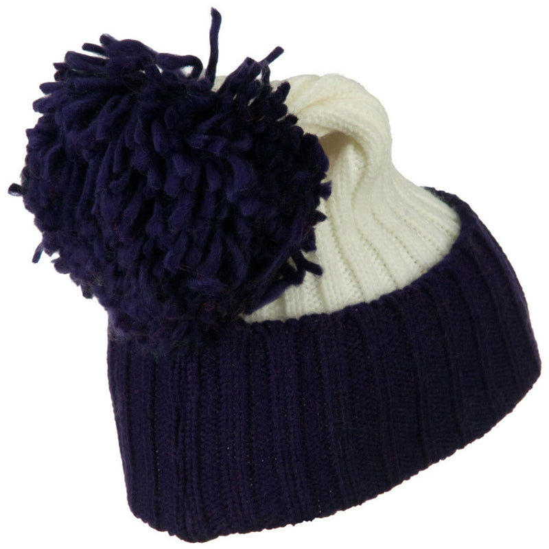 Neon Knit Hat with Pom Pom