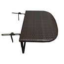 Brown Wicker Foldable Patio Balcony Table with Adjustable Clamps