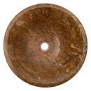 Handcrafted Brown Travertine Vessel Sink Polished Finish 16 Inch