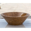 Handcrafted Brown Travertine Vessel Sink Polished Finish 16 Inch