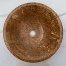 Handcrafted Brown Travertine Vessel Sink Polished Finish 16 Inch