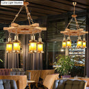 GobekUsa Noemi - 6-Light Industrial Pendant Chandelier Lamp with Wood Rudder Deco