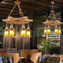 GobekUsa Noemi - 6-Light Industrial Pendant Chandelier Lamp with Wood Rudder Deco
