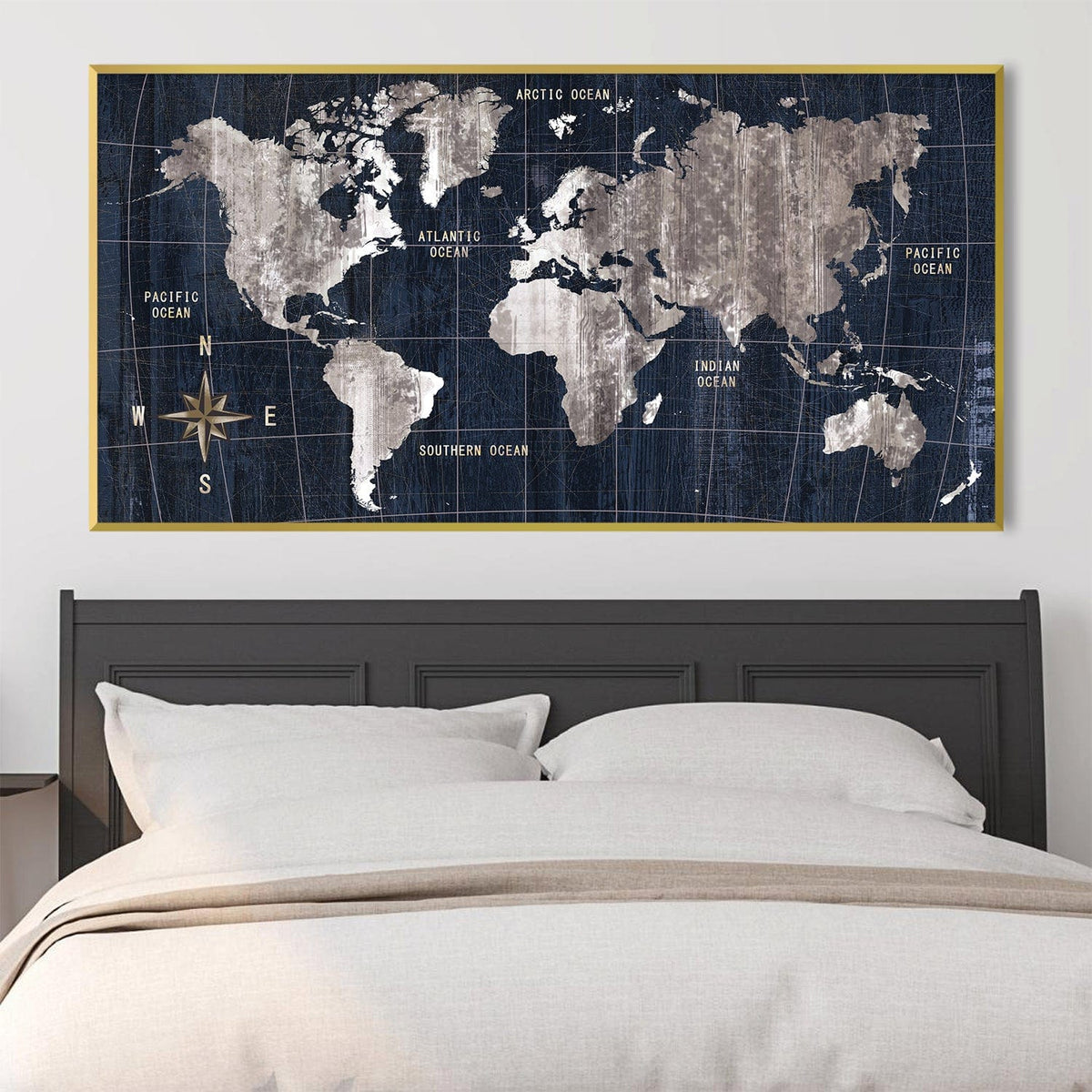 Noir Map Canvas - Single Panel, photo 2 of 9