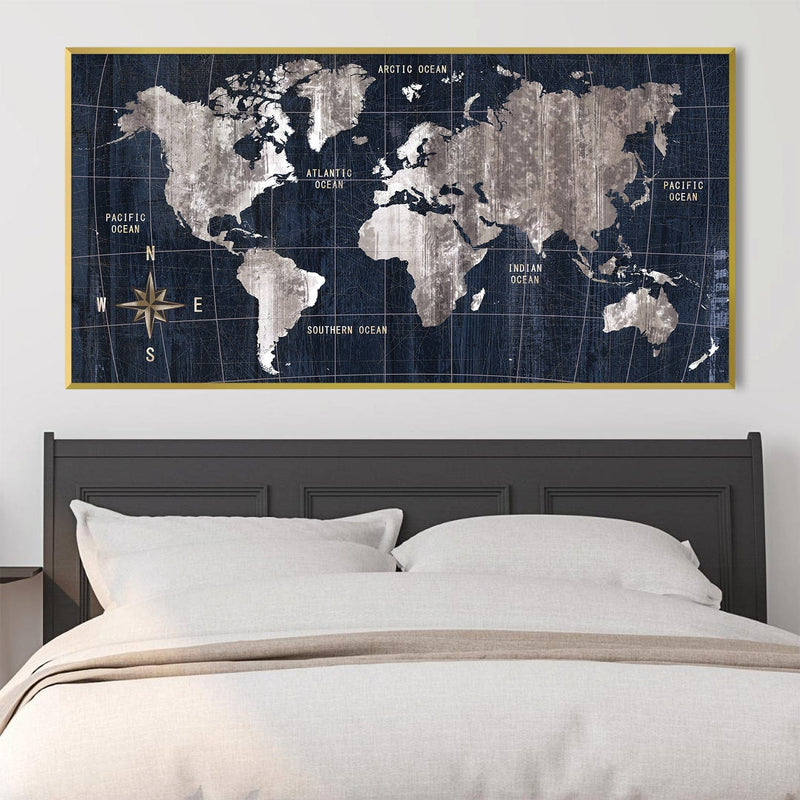 Noir Map Canvas - Single Panel