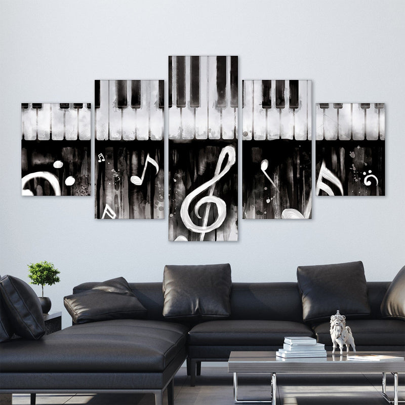 Noir Piano Canvas - 5 Panel