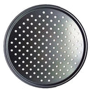 Non stick black carbon steel perforated pizza pan kitchen baking tray by Decorbites