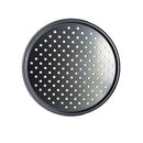Non stick black carbon steel perforated pizza pan kitchen baking tray by Decorbites