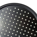 Non stick black carbon steel perforated pizza pan kitchen baking tray by Decorbites