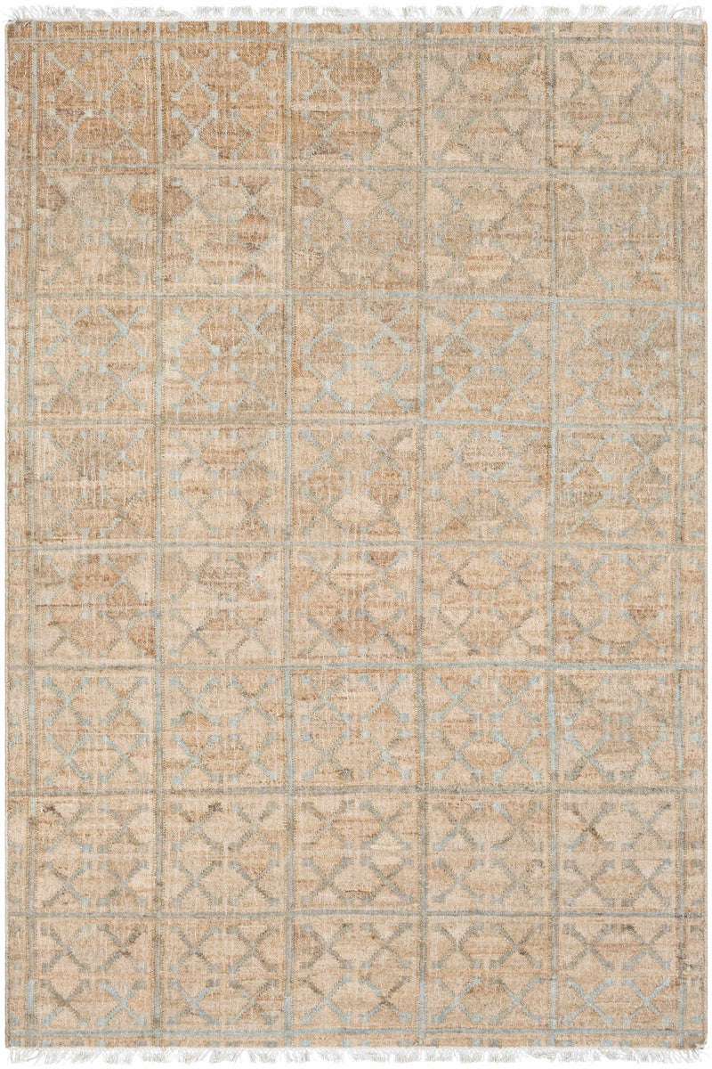 Rice Dusty Sage Fringed Jute Carpet