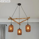 GobekUsa Nordic 3-Bulb Island Light Brown Branch Pendant with Wooden Shade - Perfect for Bedrooms