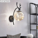 GobekUsa Nordic Ball Wall Mount LED Glass Stairs Sconce Light with Antler Decor - Starry Illumination