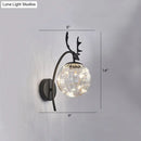 GobekUsa Nordic Ball Wall Mount LED Glass Stairs Sconce Light with Antler Decor - Starry Illumination