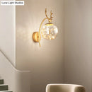 GobekUsa Nordic Ball Wall Mount LED Glass Stairs Sconce Light with Antler Decor - Starry Illumination