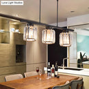 GobekUsa Nordic Black Crystal Ceiling Light for Living Room - Cylinder Island Pendant with 3/4 Bulbs