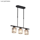 GobekUsa Nordic Black Crystal Ceiling Light for Living Room - Cylinder Island Pendant with 3/4 Bulbs