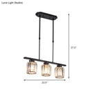 GobekUsa Nordic Black Crystal Ceiling Light for Living Room - Cylinder Island Pendant with 3/4 Bulbs